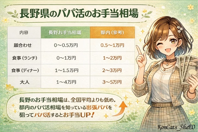 長野　パパ活　お手当相場