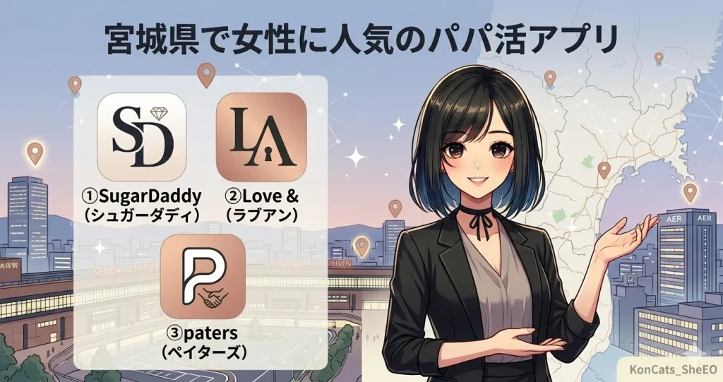 宮城県　パパ活　宮城県で女性に人気のパパ活アプリ