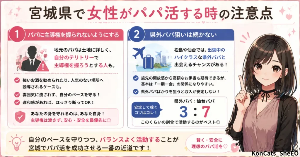 宮城県　パパ活　宮城で女性がパパ活する沖の注意点