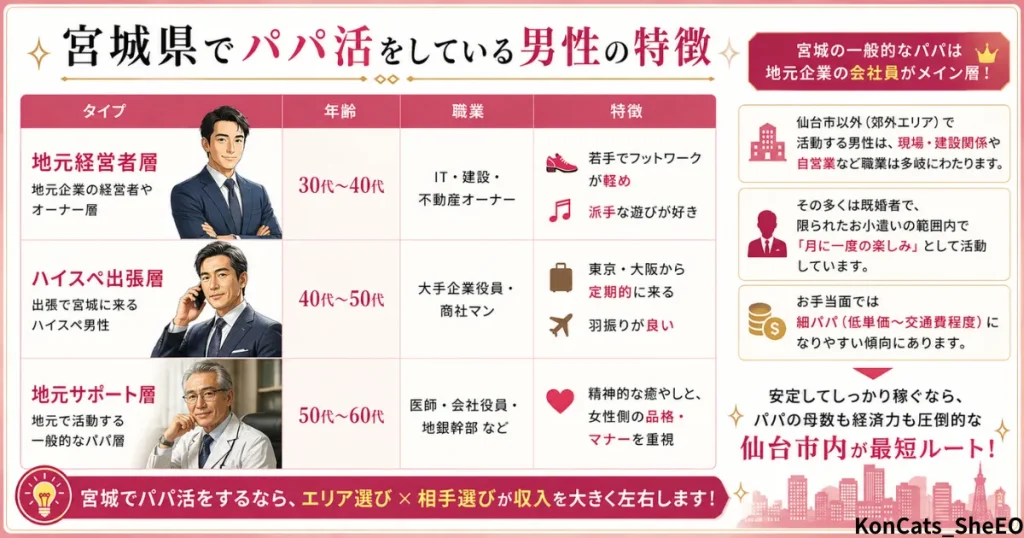 宮城県　パパ活　宮城県でパパ活をしている男性の特徴