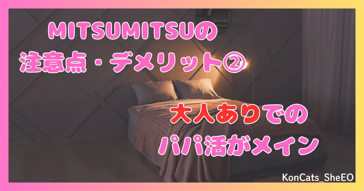 MITSUMITSU　パパ活アプリ　女性　注意点　デメリット　欠点　②　大人ありのパパ活