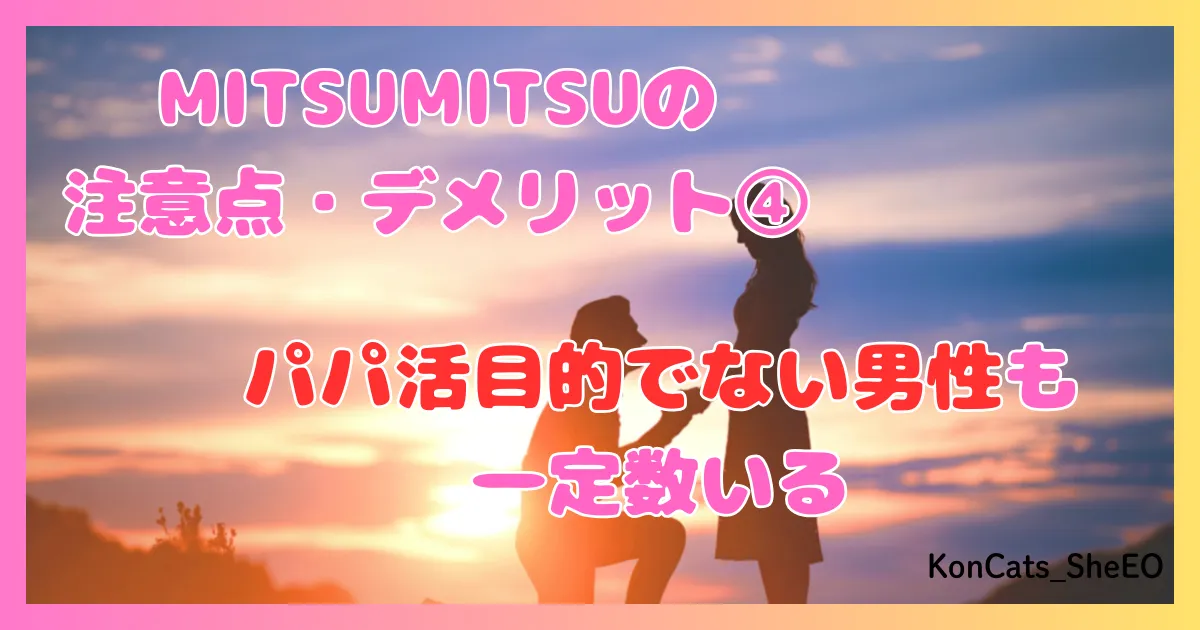 MITSUMITSU　パパ活アプリ　女性　注意点　デメリット　欠点　④　パパ活以外の男性