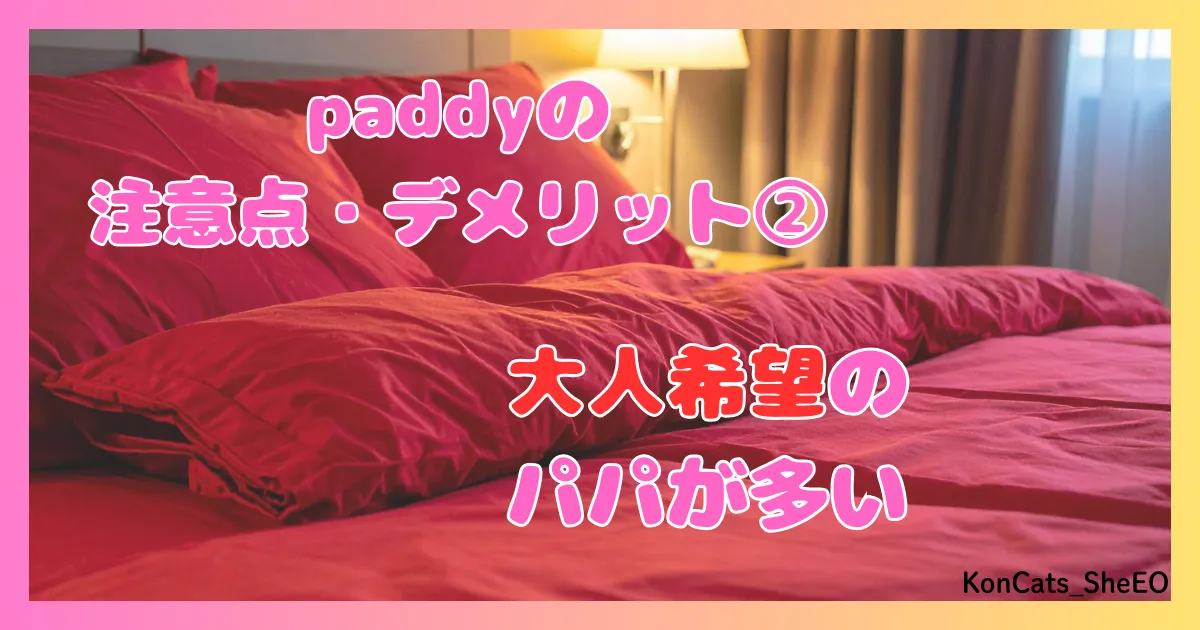 paddy パディ パパ活アプリ 女性 欠点 デメリット 注意点 ② 大人希望のパパが多い