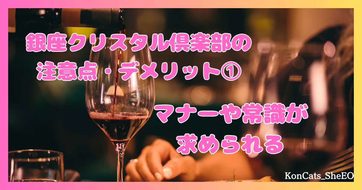 銀座クリスタル俱楽部　パパ活　交際クラブ　女性 デメリット　注意点　①　マナーや常識が求められる