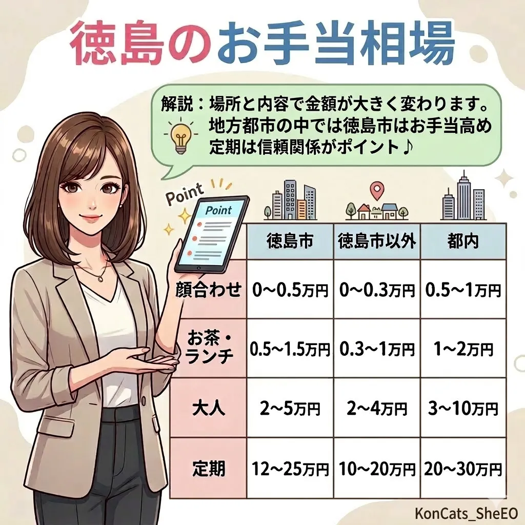 徳島県　パパ活　お手当相場