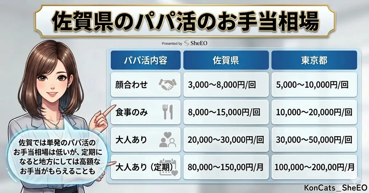 佐賀県　パパ活　お手当相場