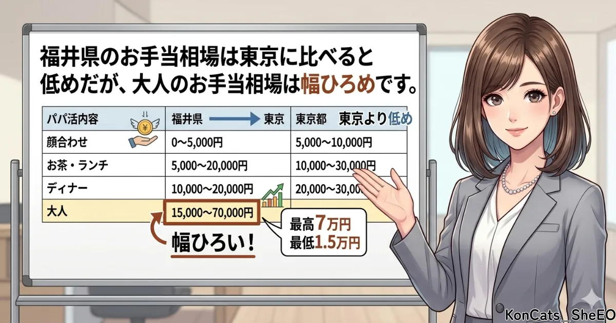 福井県　パパ活　お手当相場