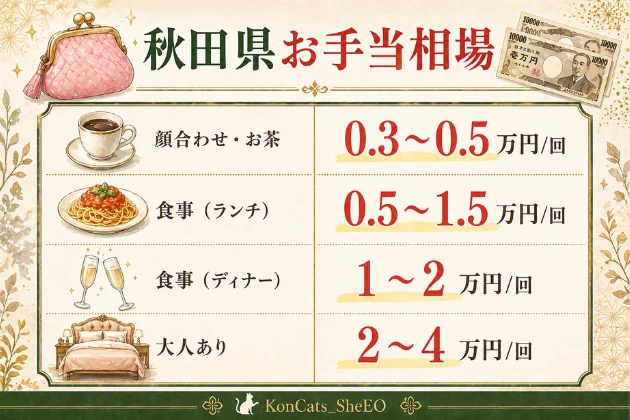 秋田 パパ活 お手当相場