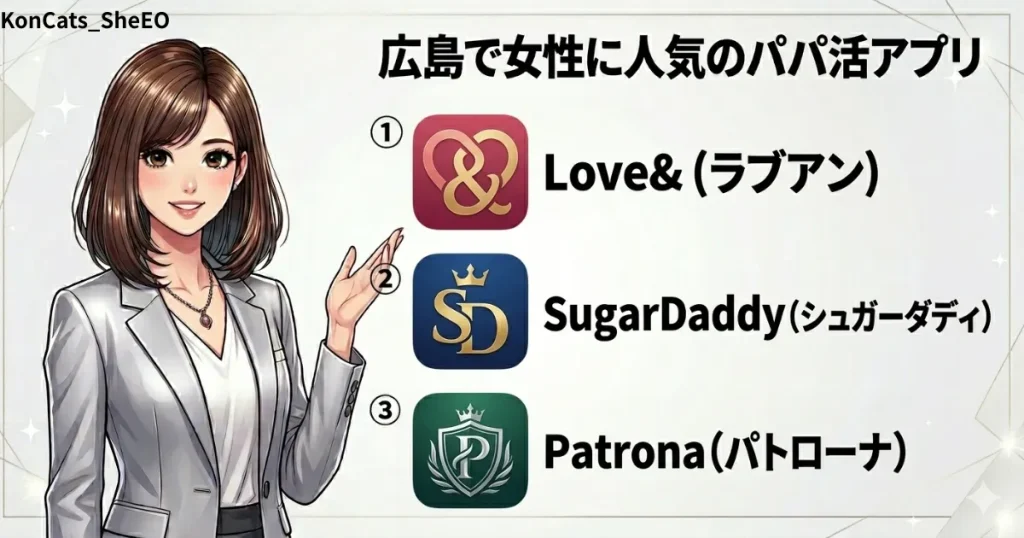 広島県　パパ活　広島県で女性に人気のパパ活アプリ