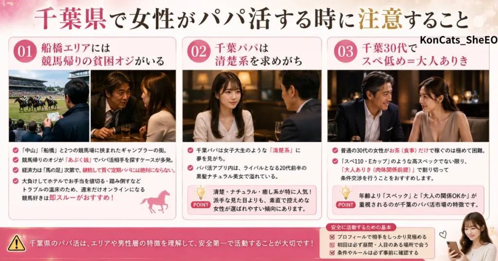 千葉県　パパ活　千葉で女性がパパ活する時に注意すること
