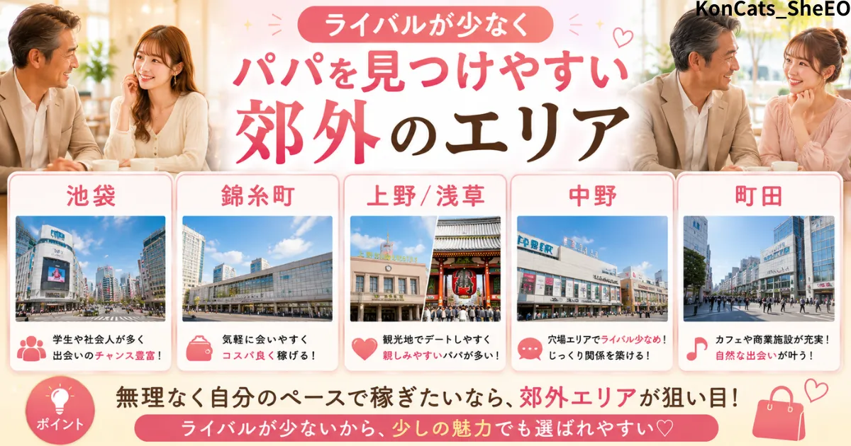 東京都　パパ活　東京のパパ活エリア選び　パパを見つけやすい郊外のエリア