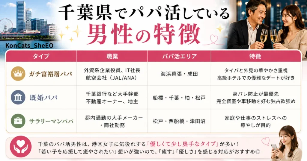 千葉県　パパ活　千葉県でパパ活している男性の特徴