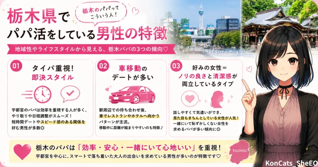 栃木県　パパ活　栃木でパパ活している男性の特徴