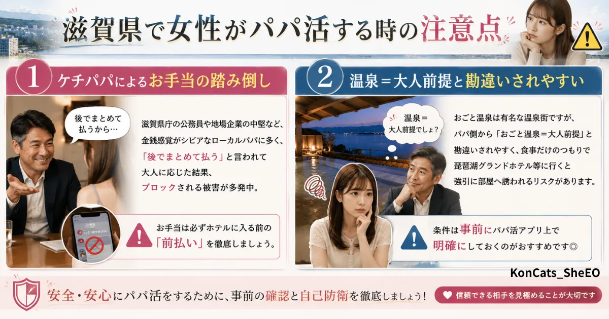 滋賀県　パパ活　滋賀県の女性のパパ活の注意点