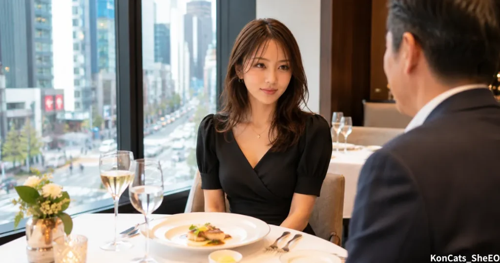 由美パパ活体験談　由美のパパたち　レストランでの食事　太パパ